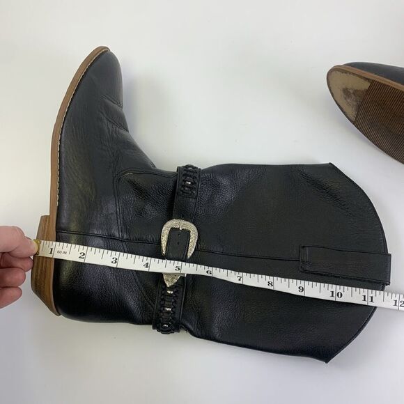 Sutton Plaza Black Leather Western Boots Buckle Strap Pointed Toe Vtg Women 7.5 - Picture 14 of 14